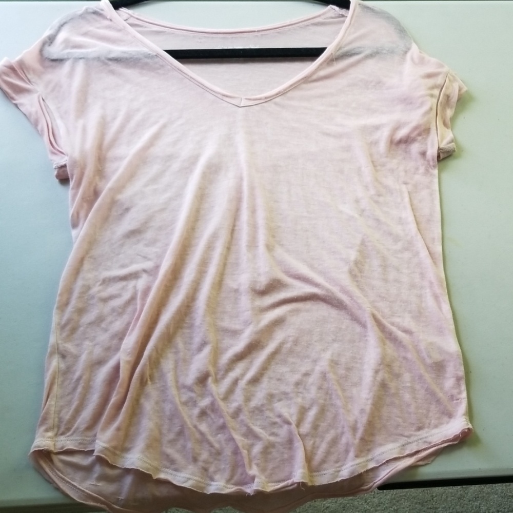 MUDD V-Neck Blush Sheer Shirt